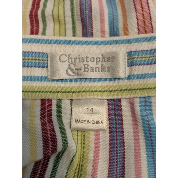 Vintage Christopher & Banks Colorful Striped Short Skirt 100% cotton canvas - Picture 3 of 6